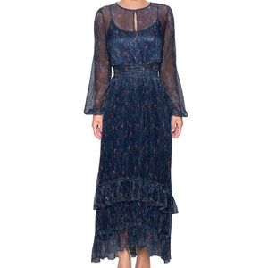 RACHEL Rachel Roy Sheer Metallic Ruffle Dress-NWOT